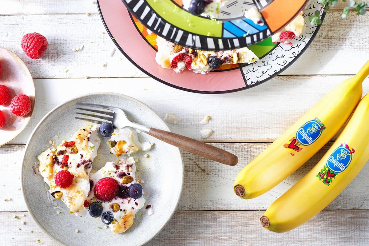Chiquita Banana Britto frozen yogurt bark with acai berries