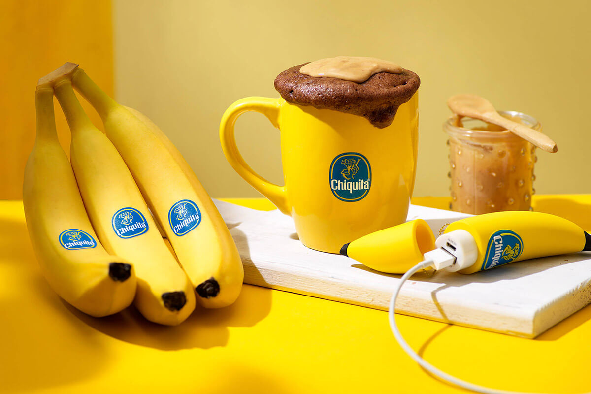Chocolate and Chiquita banana peanut butter mug cake