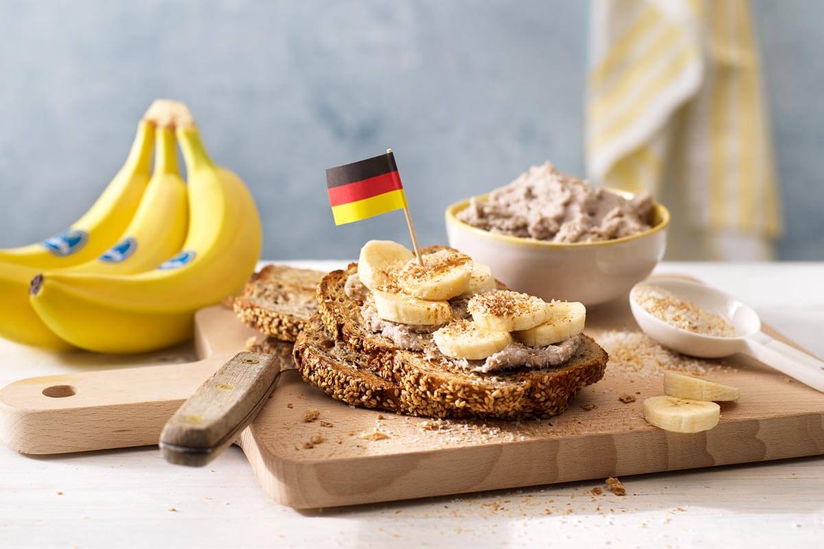 German Vollkornbrot with Chiquita banana and coconut