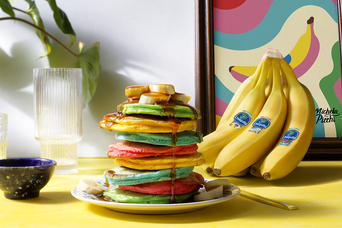 Colorful Fluffy Chiquita Banana Pancakes
