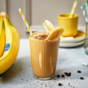 Coffee Protein-Shake with Peanut Butter and Banana