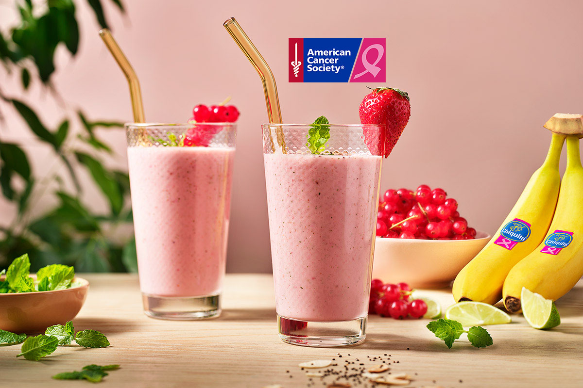 Pink Chiquita banana-red currant shake