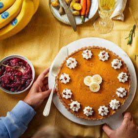 Pumpkin-banana pie with graham cracker crust