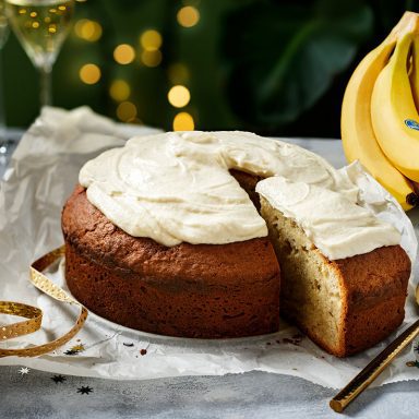 Vasilopita new year’s cake with banana glaze